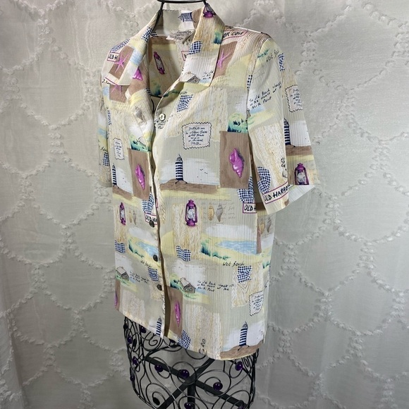 Vintage Allison Daley beach themed button up size 6 - Picture 5 of 8